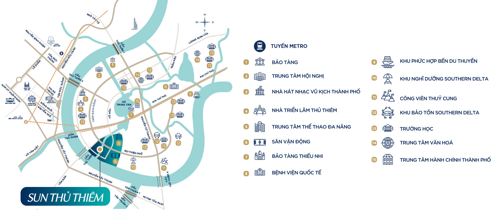 Vị trí sun thủ thiêm trên bản đồ